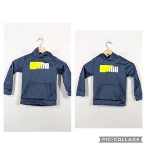 PUMA Boys Lot of 2 Matching Logo Hood Sweatshirts Blue Fleece Lined Size 5 TWINS